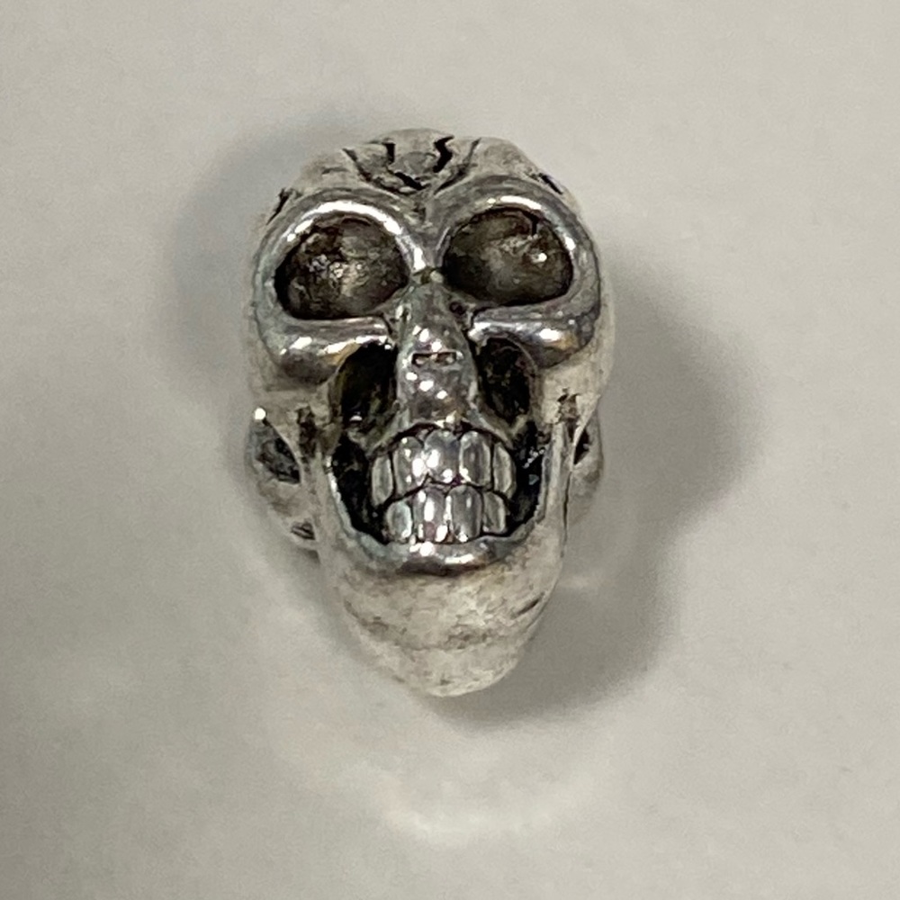 Silver Skull Head Bead Charm 4 Pandora bracelet necklace biker motorcycle